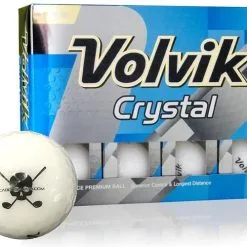 CaddiesShack Custom Jolly Rogers Skull & Crossbones Volvik Crystal Golf Balls -Golf Clubs Shop Crystal White Logo Box