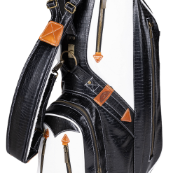 Sun Mountain 2023 Dundee Leather Cart Bag -Golf Clubs Shop Dundee N230415 black white