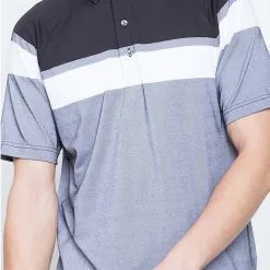 Callaway Jack Nicklaus Black Label By Perry Ellis Yarn Dyed Color Block Polo Shirts -Golf Clubs Shop YarnDyedColorBlockPolo CaviarBlack3